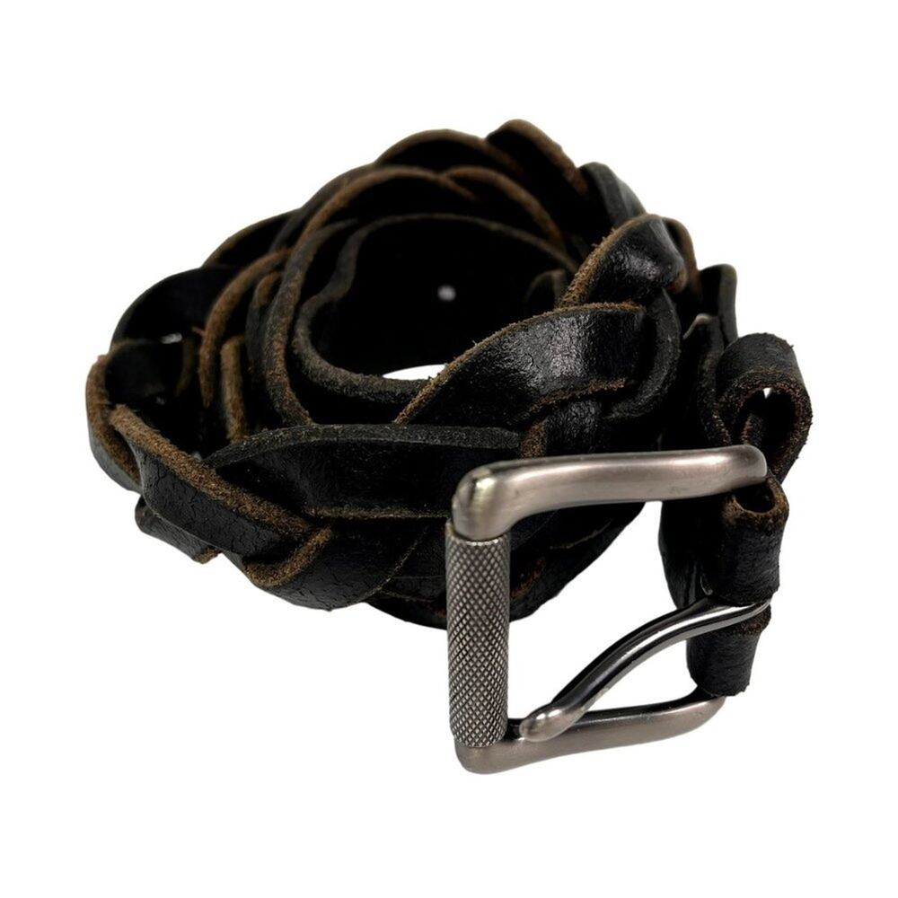 Dikies Belt Men's 39 Brown Braided Leather Belt Metal Buckle Casual